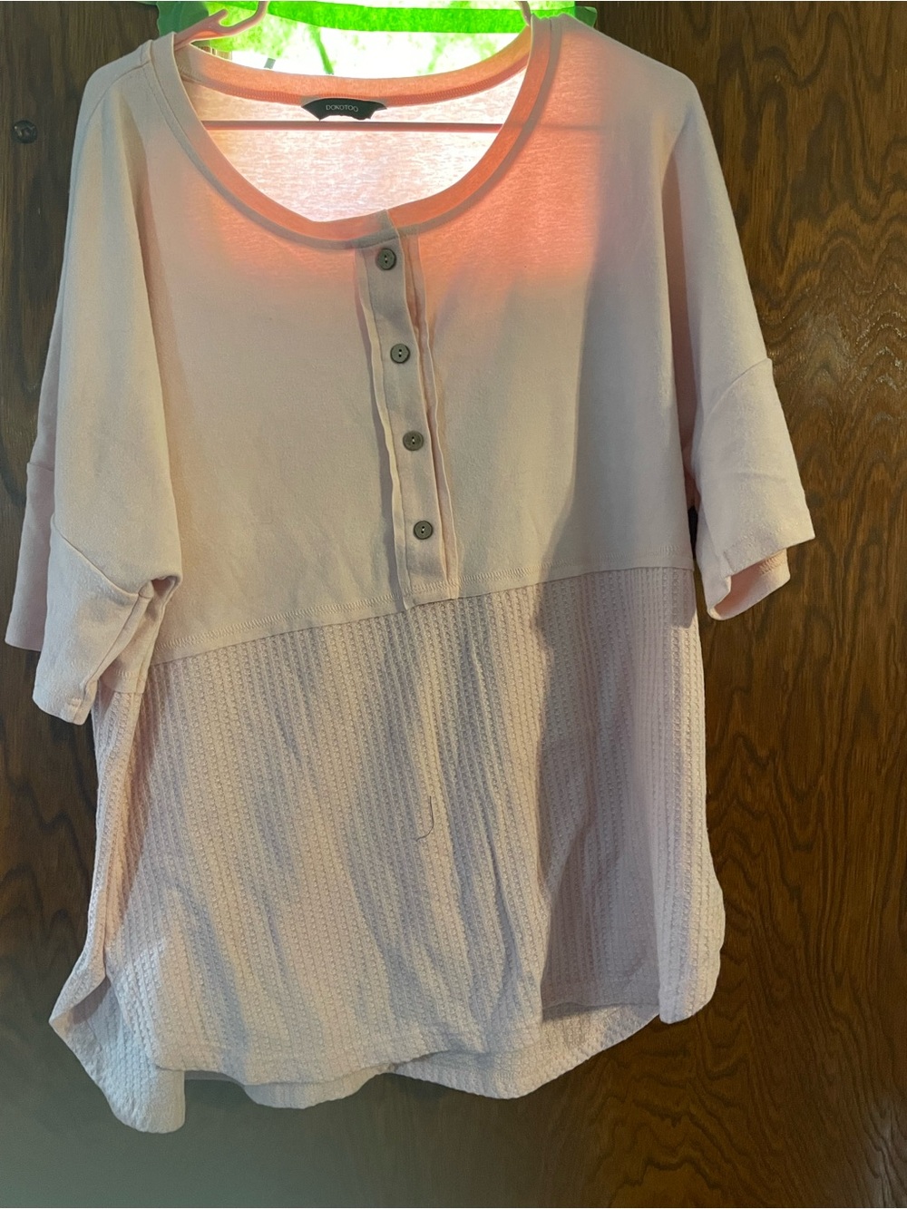 croft & barrow Pale Pink Short Sleeve Henley Top